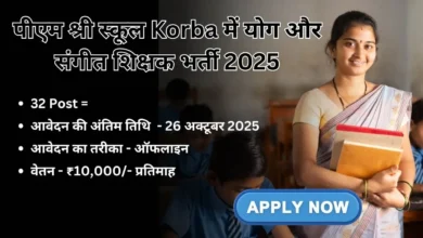 PM Shri School Korba Vacancy 2025