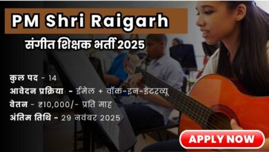 PM Shri School Raigarh Recruitment 2025 संगीत शिक्षक bharti