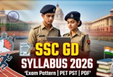 SSC GD Syllabus 2026 in Hindi Exam Pattern, Subject Wise Syllabus PDF