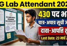 CG Laboratory Attendant Recruitment 2023 Claim Objection Eligible Ineligible List
