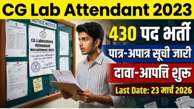 CG Laboratory Attendant Recruitment 2023 Claim Objection Eligible Ineligible List