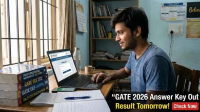 GATE 2026 final answer key released student checking result on laptop